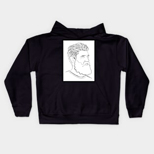 Bearded Man Line Portrait Kids Hoodie